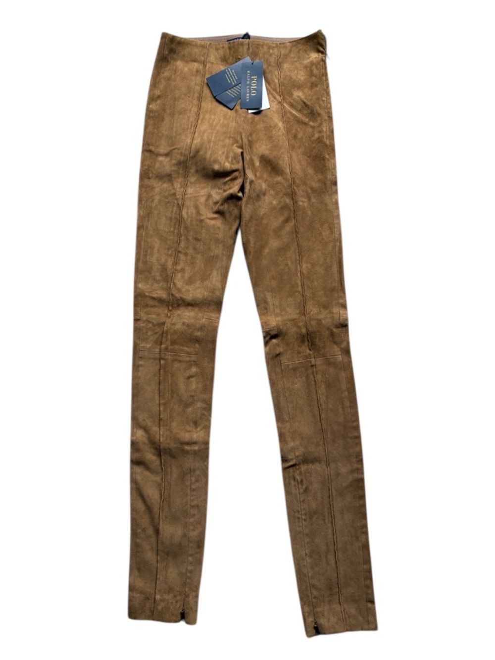 Polo Ralph Lauren NWT Women's Brown Lamb Suede Leather Pants Size Small NEW